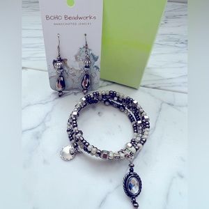 Boho Beadworks Handcrafted Jewelry- Earrings & Bracelet Set